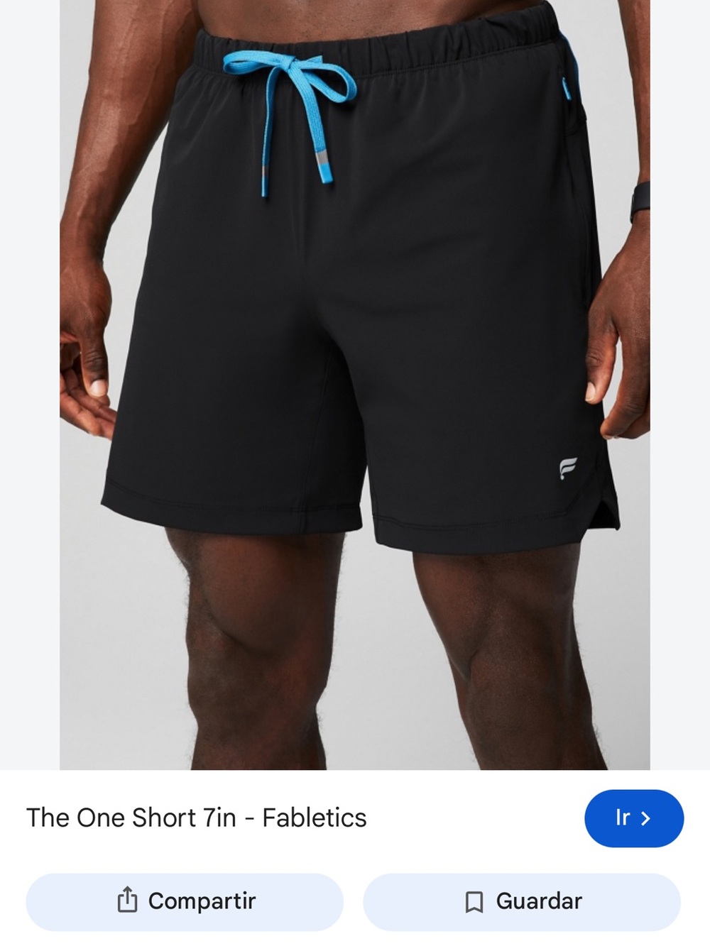 Fabletics The One 7" Men’s Short - Black with Blue Drawcord